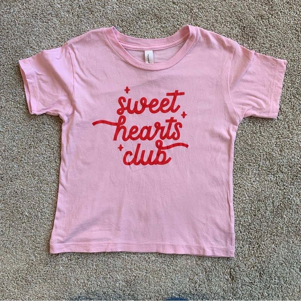 Bella Canvas Pink Tee with Red "Sweet Hearts Club" Graphic